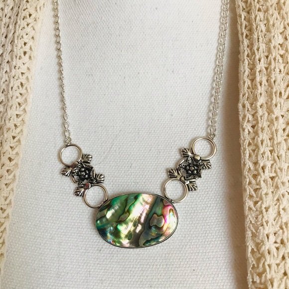 NEW Abalone Shell 925 Sterling Silver Necklace - Picture 3 of 5